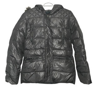 Rizal Puffer Down & Feather Jacket Sz Medium Gray with Raccoon Fur Hood